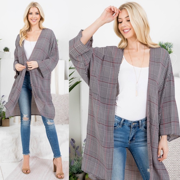 Sweaters - 🆕Plaid oversized open front cardigan